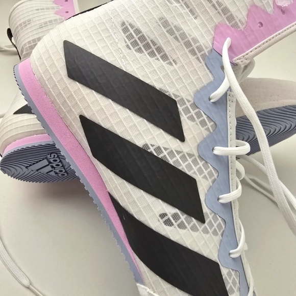 ADIDAS Box Hog 4 Boxing Boots White Grey Lilac Womens 10.5 - Picture 13 of 16